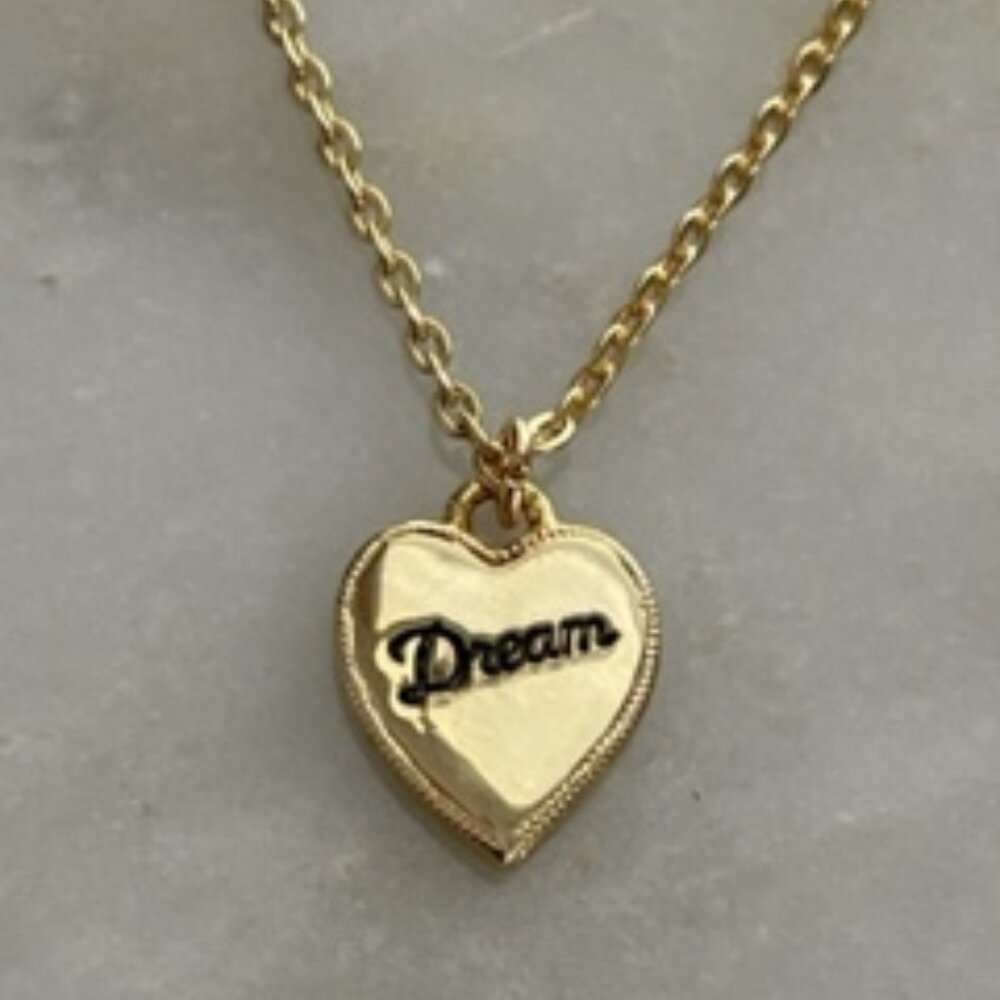 Vintage Kirks Folly gold tone heart necklace-Double sided